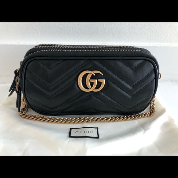 gucci marmont mini chain bag black